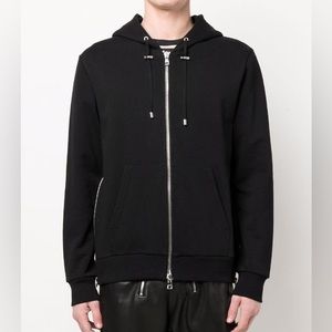 Balmain logo print zippered hoodie sz M
